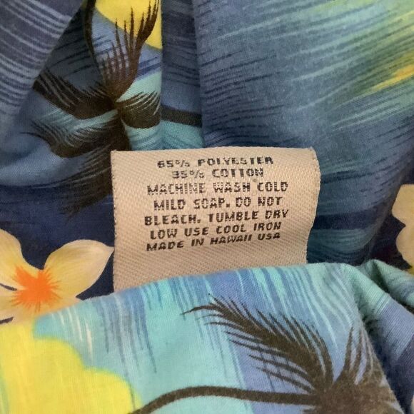 Mens Royal Creations Mens Hawaiian‎ Button Up Shirt Size size XL Blue floral - Picture 6 of 6